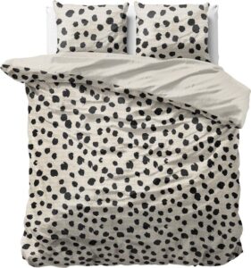 Sleeptime love for sleep printed velvet stip cream - Maat (lxb) 140x200/220