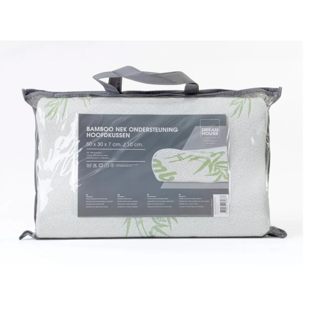 Bamboe Neksteun Kussen - 50 x 30 x 7/10 cm - Wit